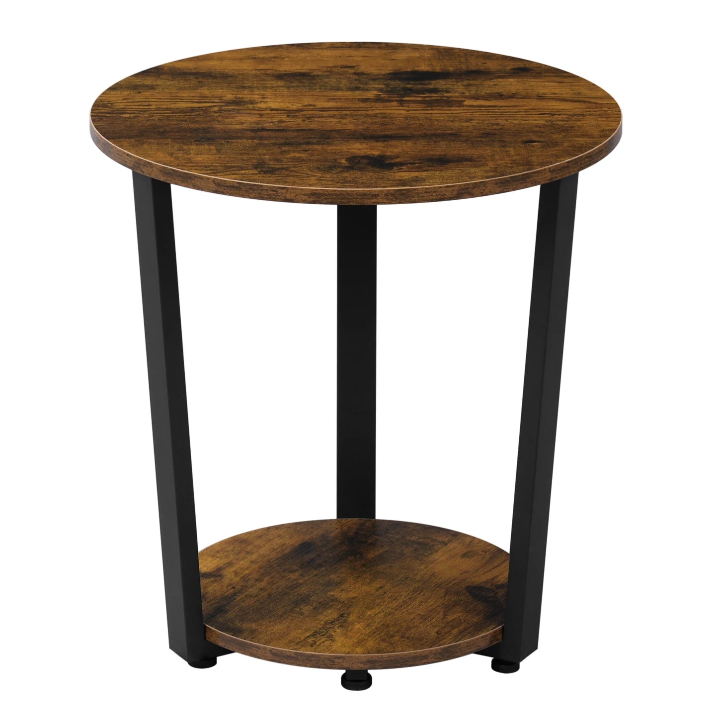 WOLTU Round Coffee Table Modern Small Sofa Table with 2 Shelves Tea Desk Bedside Table for Living Room Bedroom Couch Home