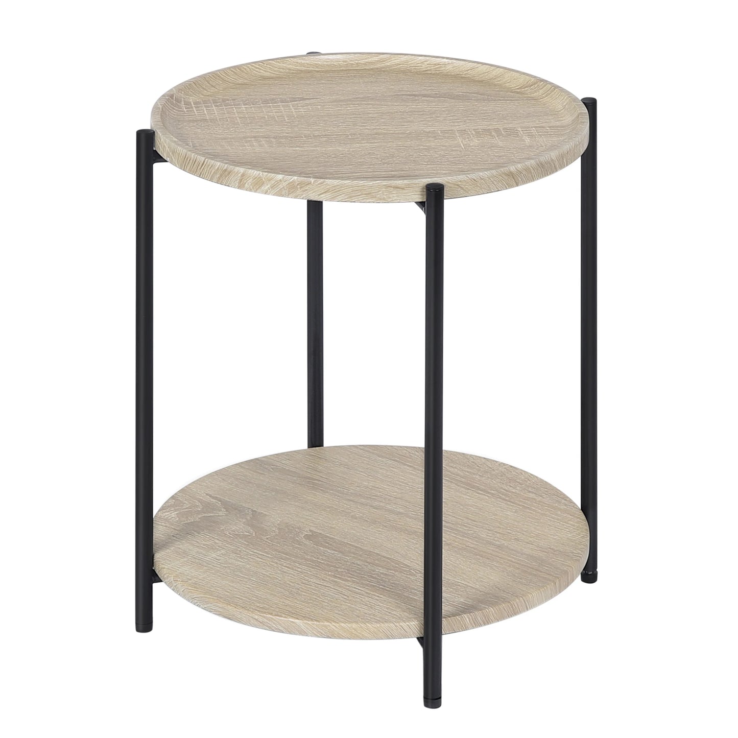 WOLTU Round Coffee Table with 2 Shelves Removable Table Top Sofa Telephone Tea Bedside Table for Living Room Bedroom Home