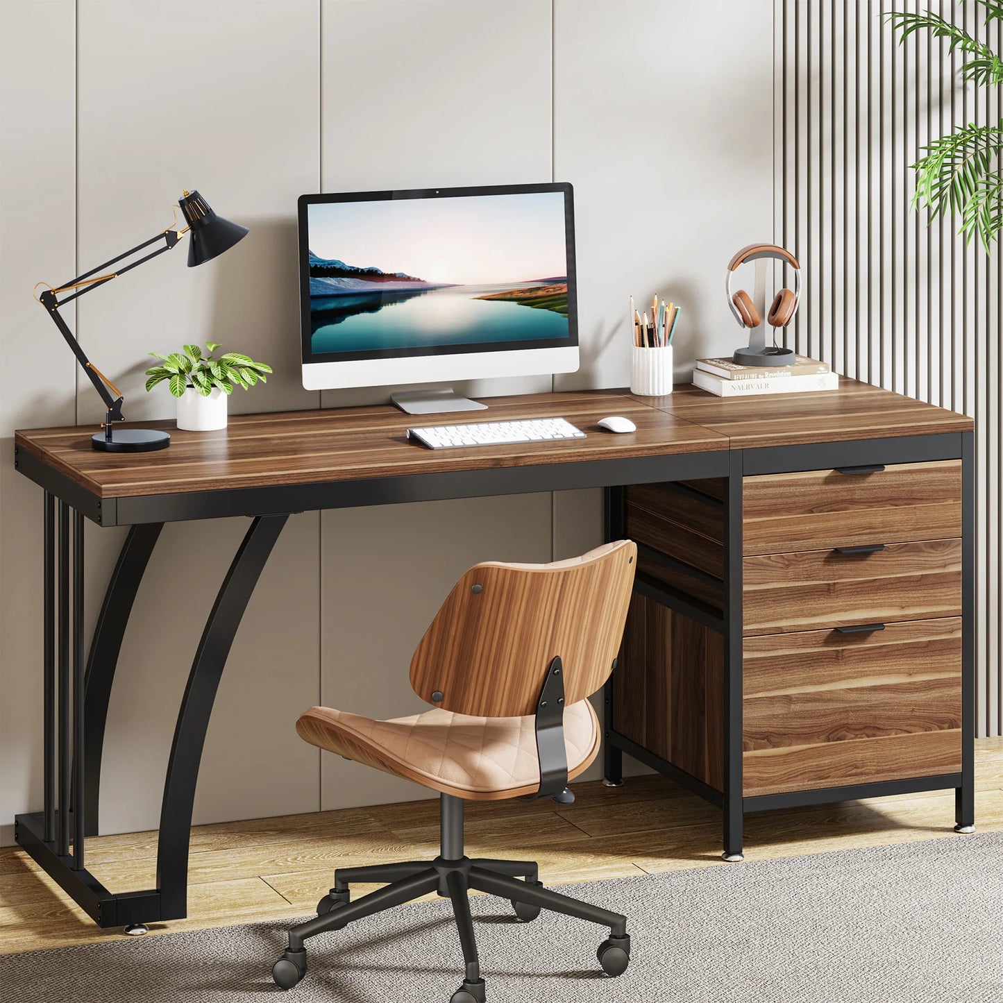 Bureau Gilles — style industriel, rangement intégré, avec tiroirs