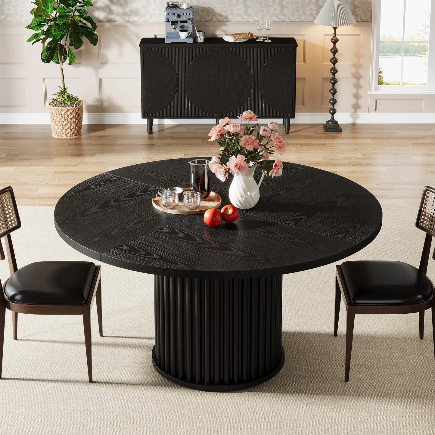 Table de salle à manger Jacinthe — finition noir, métal, ronde
