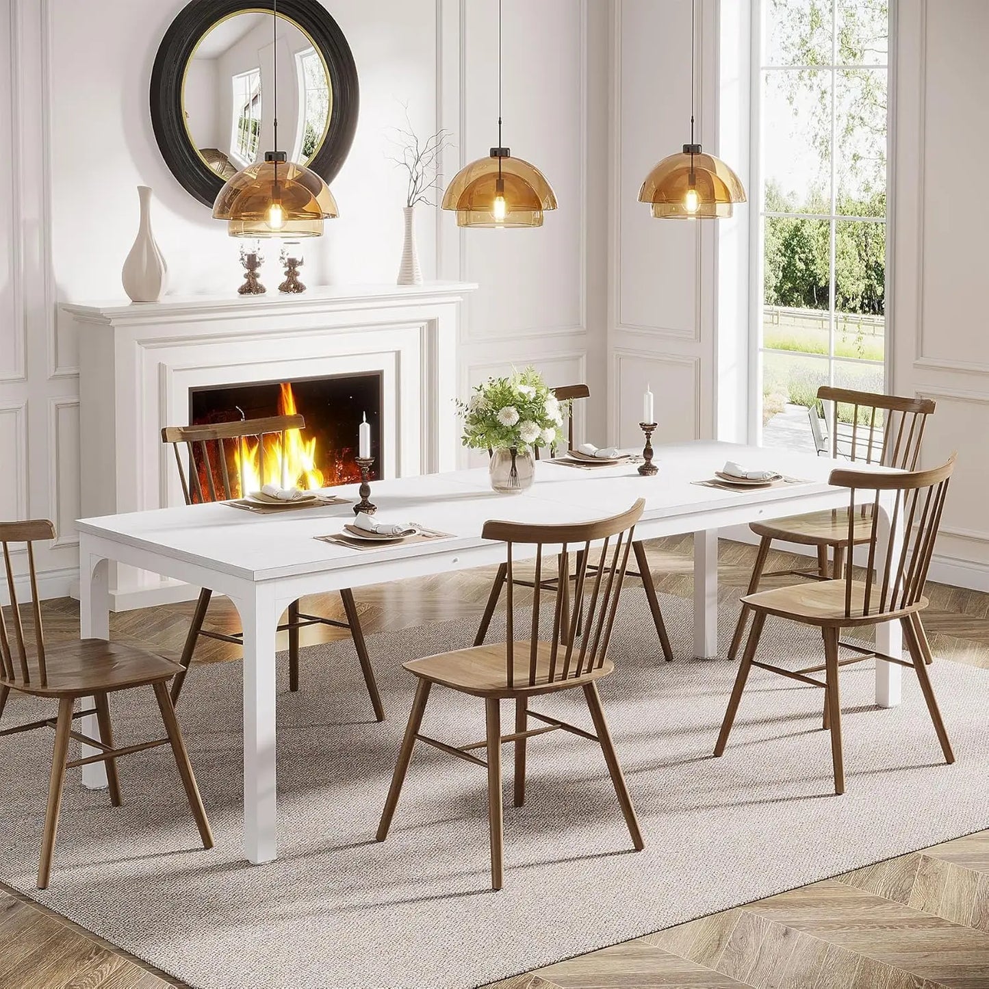 Table de salle à manger Émilie — bois, style industriel, rectangulaire