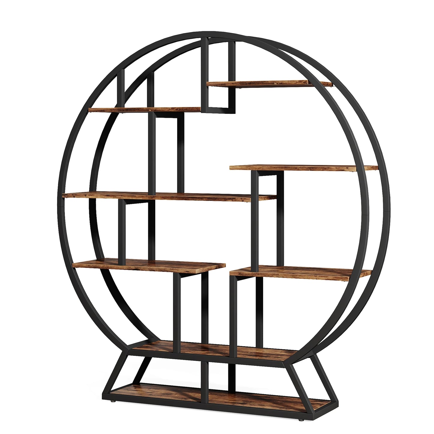 Bibliothèque Lancelot — bois, style industriel, ronde, étagères ouvertes