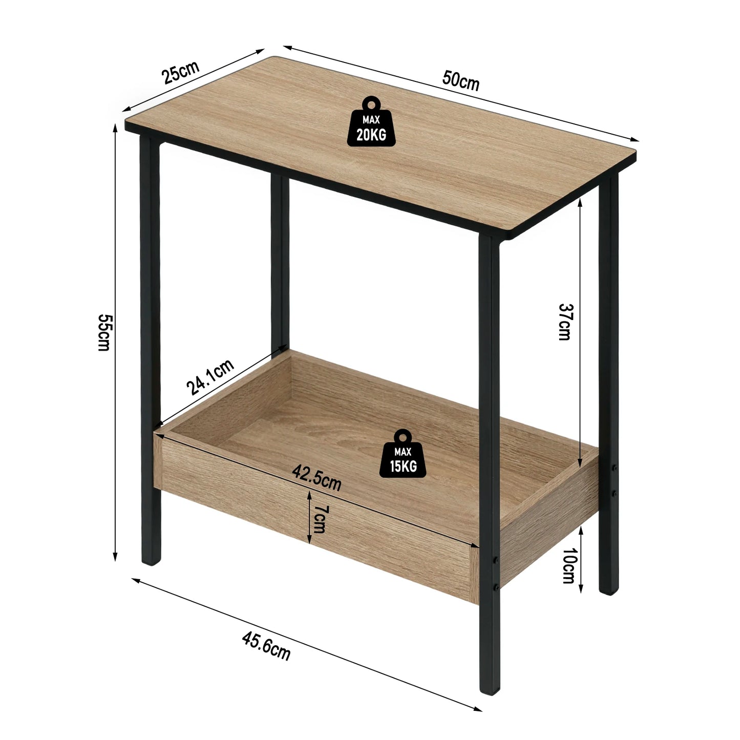 WOLTU Side Table Coffee Table with 2 Shelves Sofa Console Table with Storage Space for Living Room Living Room Cozy Corner