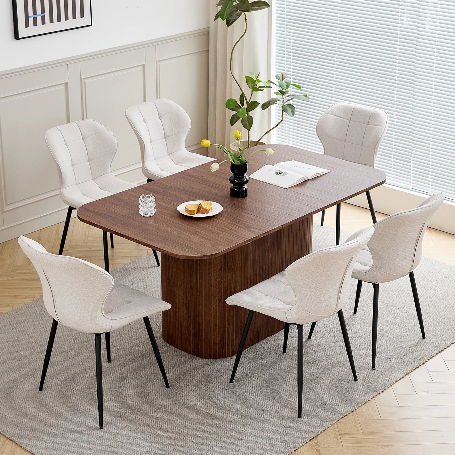Table de salle à manger Fabien — bois massif, rectangulaire