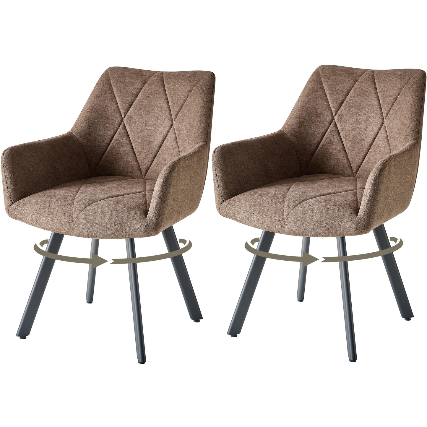 Chaise Romain — métal, design contemporain, assise pivotante, avec accoudoirs