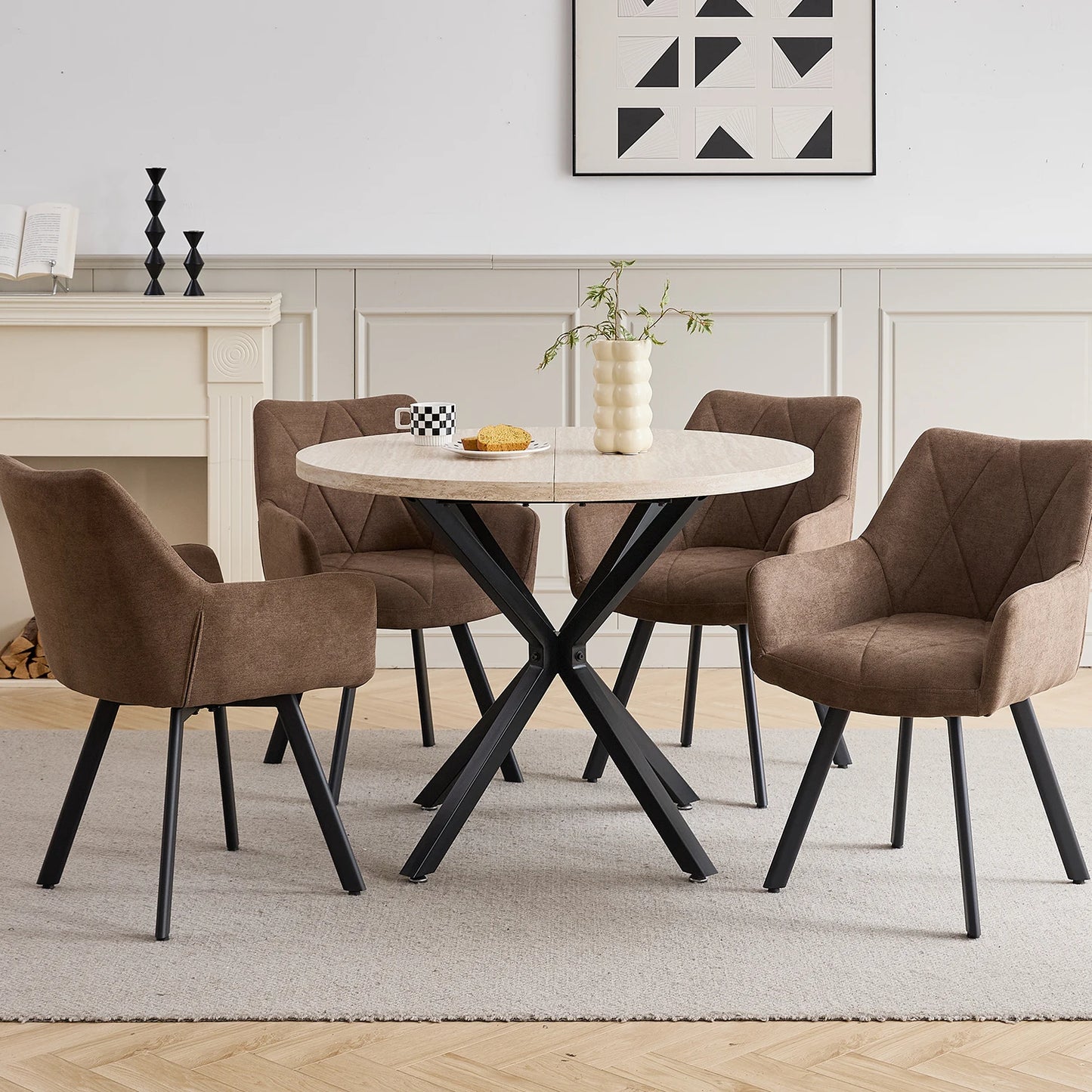 Chaise Romain — métal, design contemporain, assise pivotante, avec accoudoirs