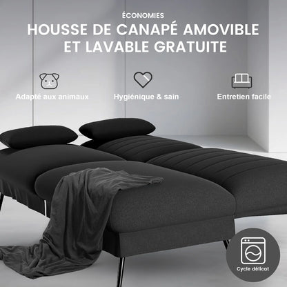 Canapé-lit convertible Léonie — 2 en 1, grand couchage, tissu microfibre