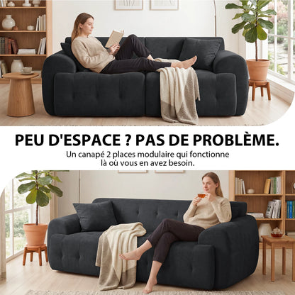 Canapé sol Gabrielle — 2 places, 180×86 cm, montage sans outil