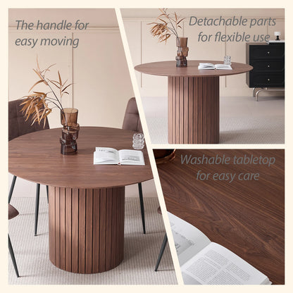 Table de salle à manger Rodolphe — bois, style nordique, ronde