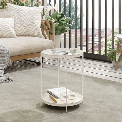 Round Coffee Table Sofa Small Side Table with 2 Removable Trays Bedside Table for Living Room Kitchen Bedroom  Home