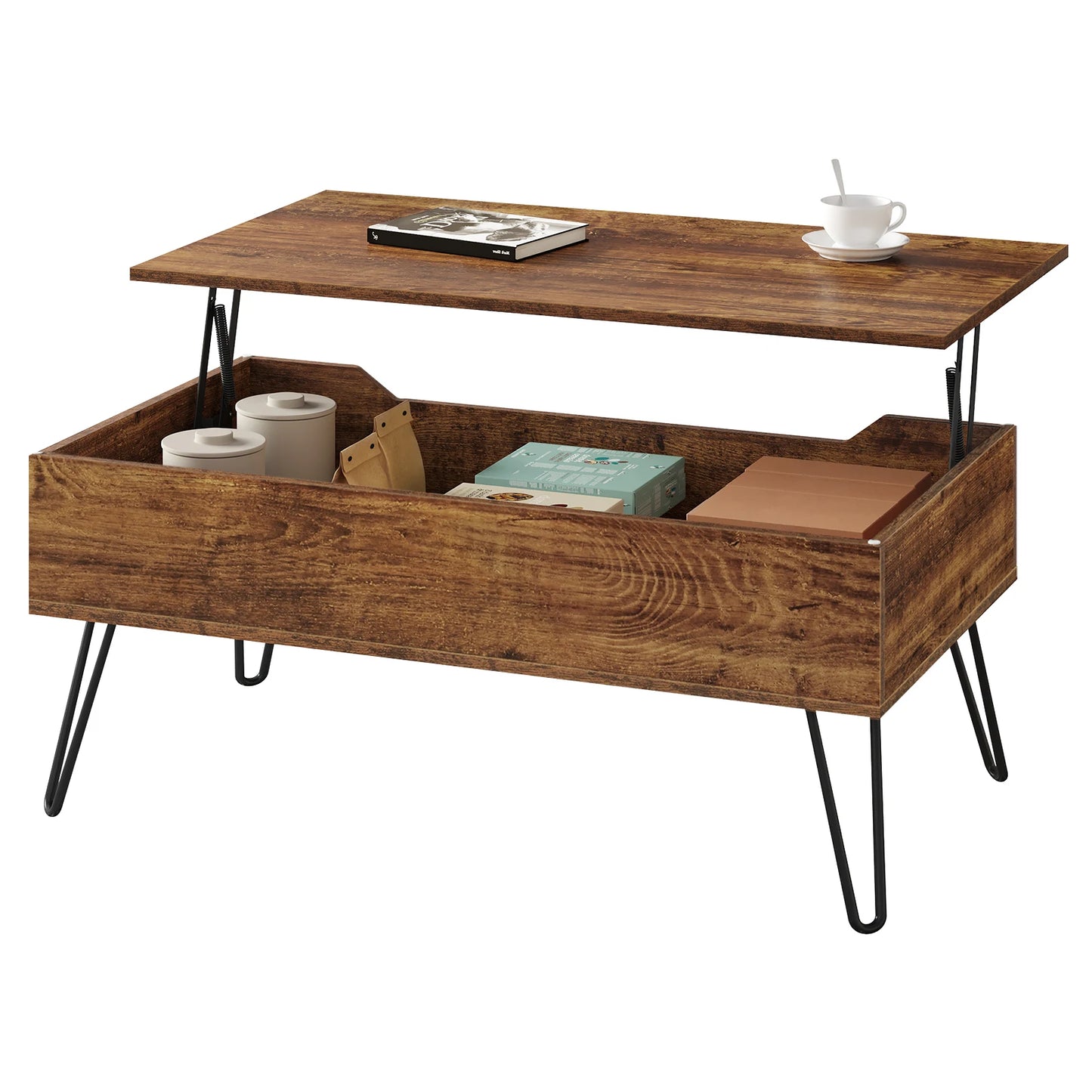WOLTU Coffee Table with Hidden Storage Height-Adjustable Sofa Side Table Top  for Living Room Office Home Decor