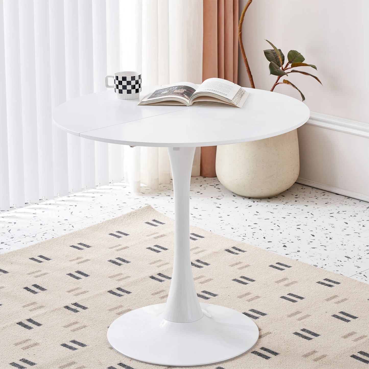 Table de salle à manger Odette — finition noir, design contemporain, ronde