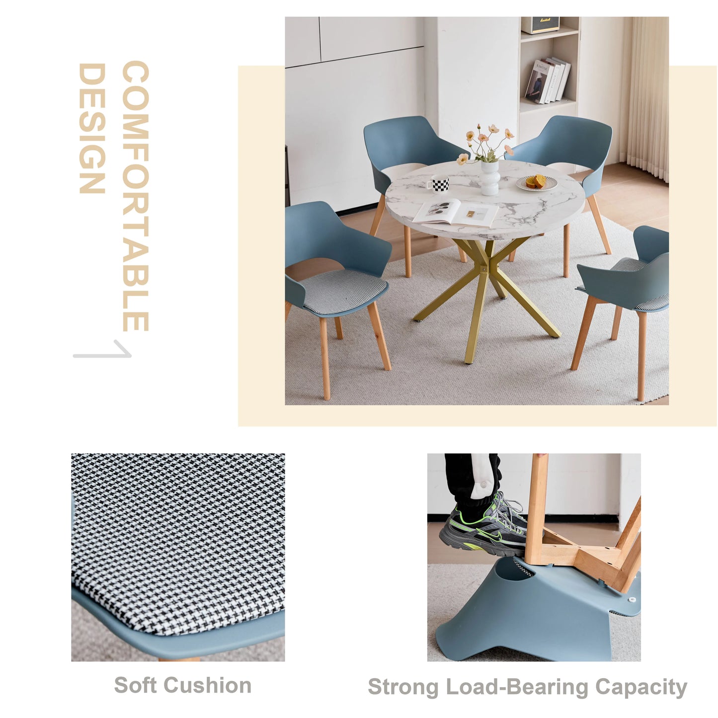 Chaise Lorraine — bois, design contemporain, avec accoudoirs