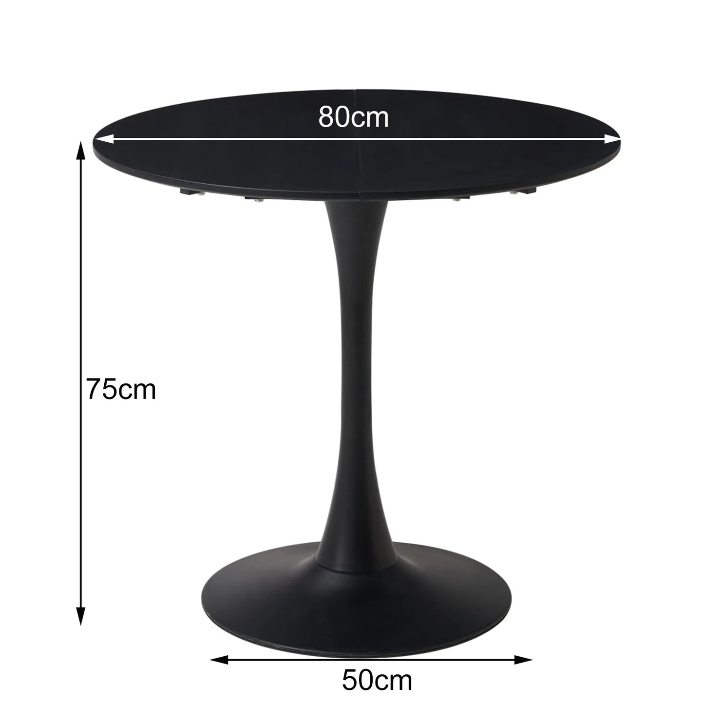 Table de salle à manger Odette — finition noir, design contemporain, ronde