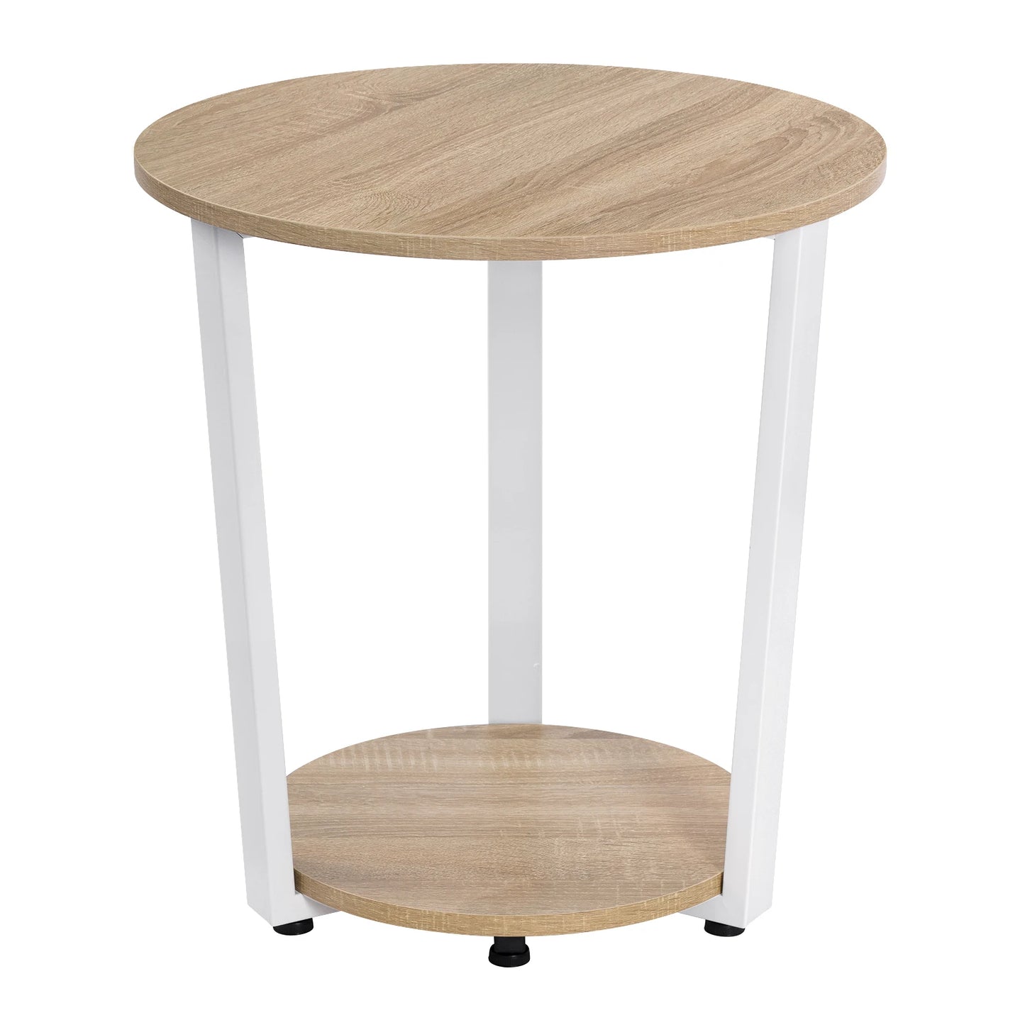 WOLTU Round Coffee Table Modern Small Sofa Table with 2 Shelves Tea Desk Bedside Table for Living Room Bedroom Couch Home