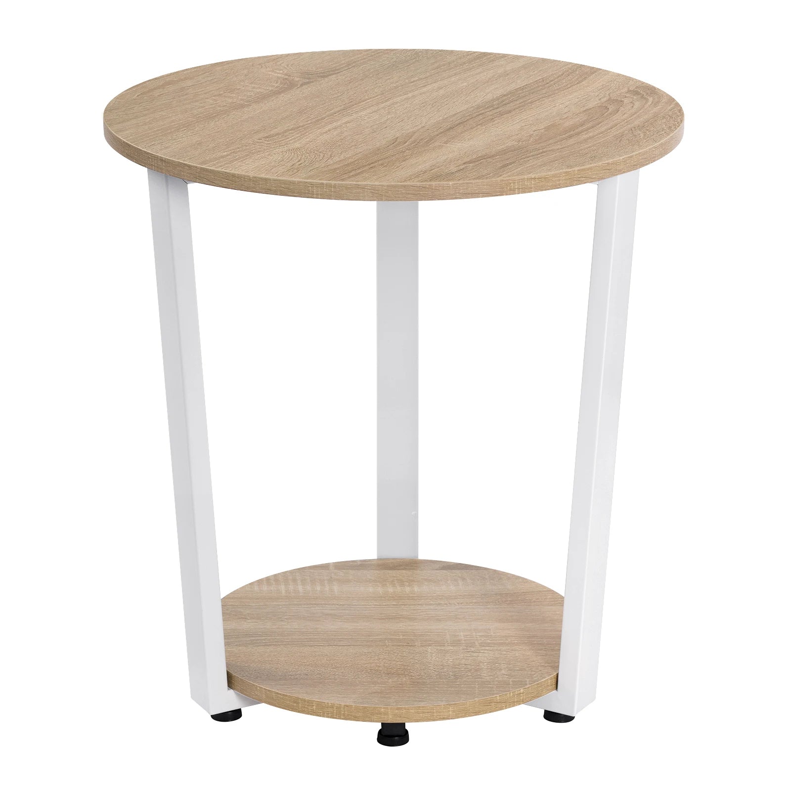 WOLTU Round Coffee Table Modern Small Sofa Table with 2 Shelves Tea Desk Bedside Table for Living Room Bedroom Couch Home