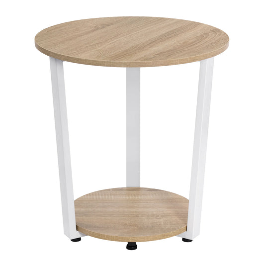 WOLTU Round Coffee Table Modern Small Sofa Table with 2 Shelves Tea Desk Bedside Table for Living Room Bedroom Couch Home