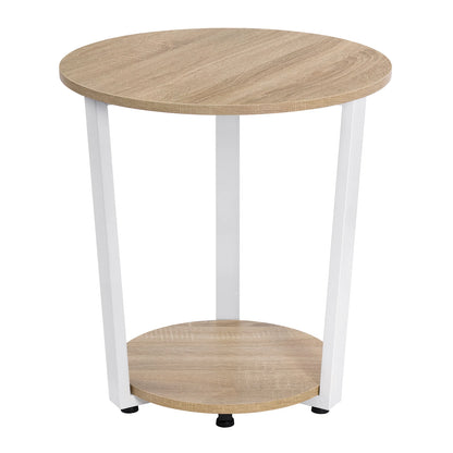 WOLTU Round Coffee Table Modern Small Sofa  Couch Table with 2 Shelves Tea Desk Bedside Table for Living Room Bedroom Home