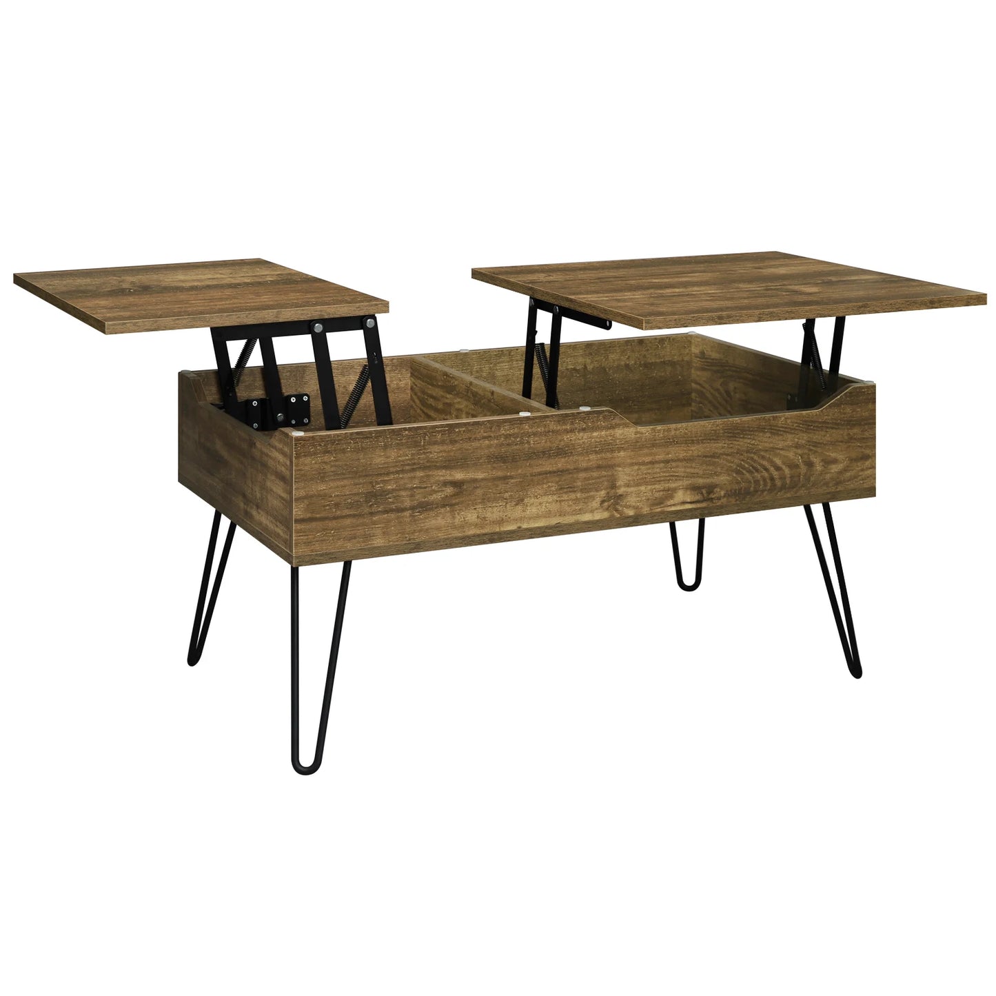 WOLTU Living Room Sofa Table Double Lifting Plate Coffee Table Height-Adjustable Pull-Out Coffee Table Separate Hidden Storage