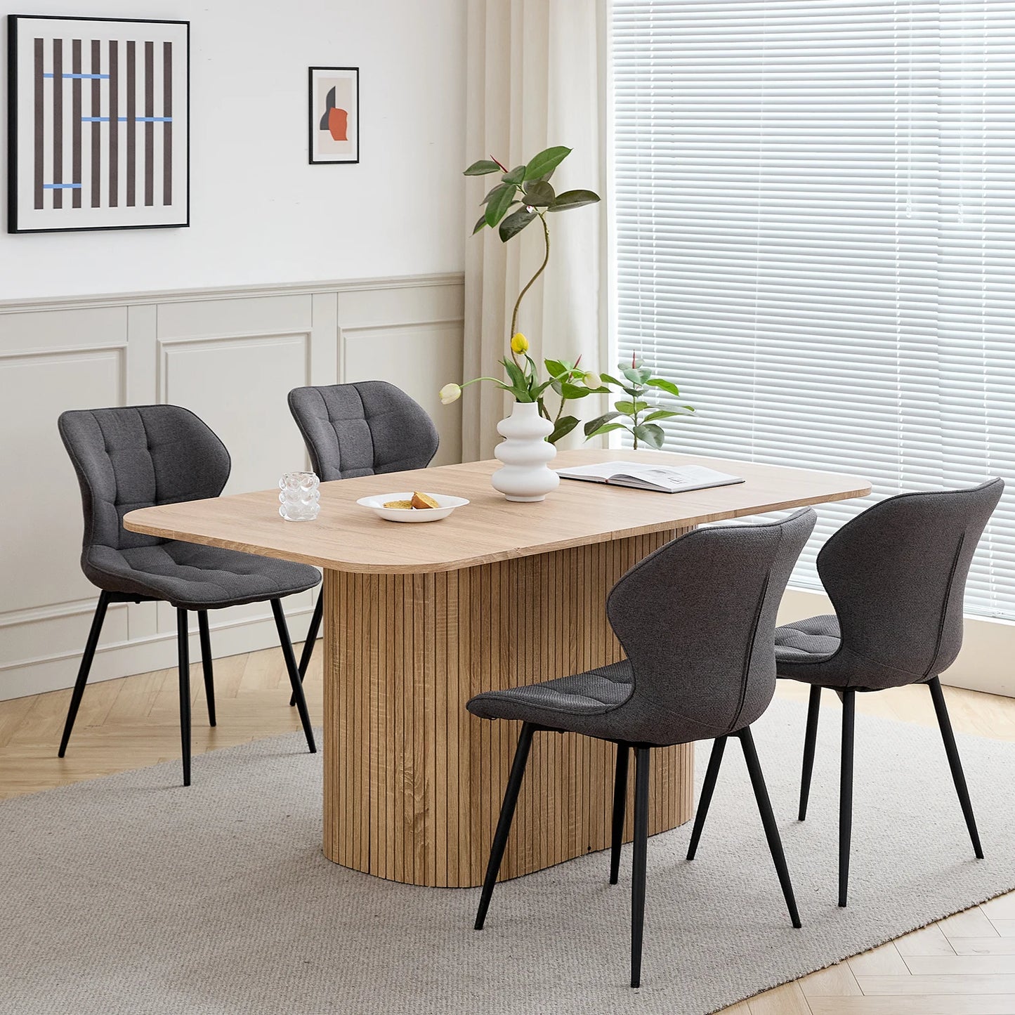 Table de salle à manger Fabien — bois massif, rectangulaire