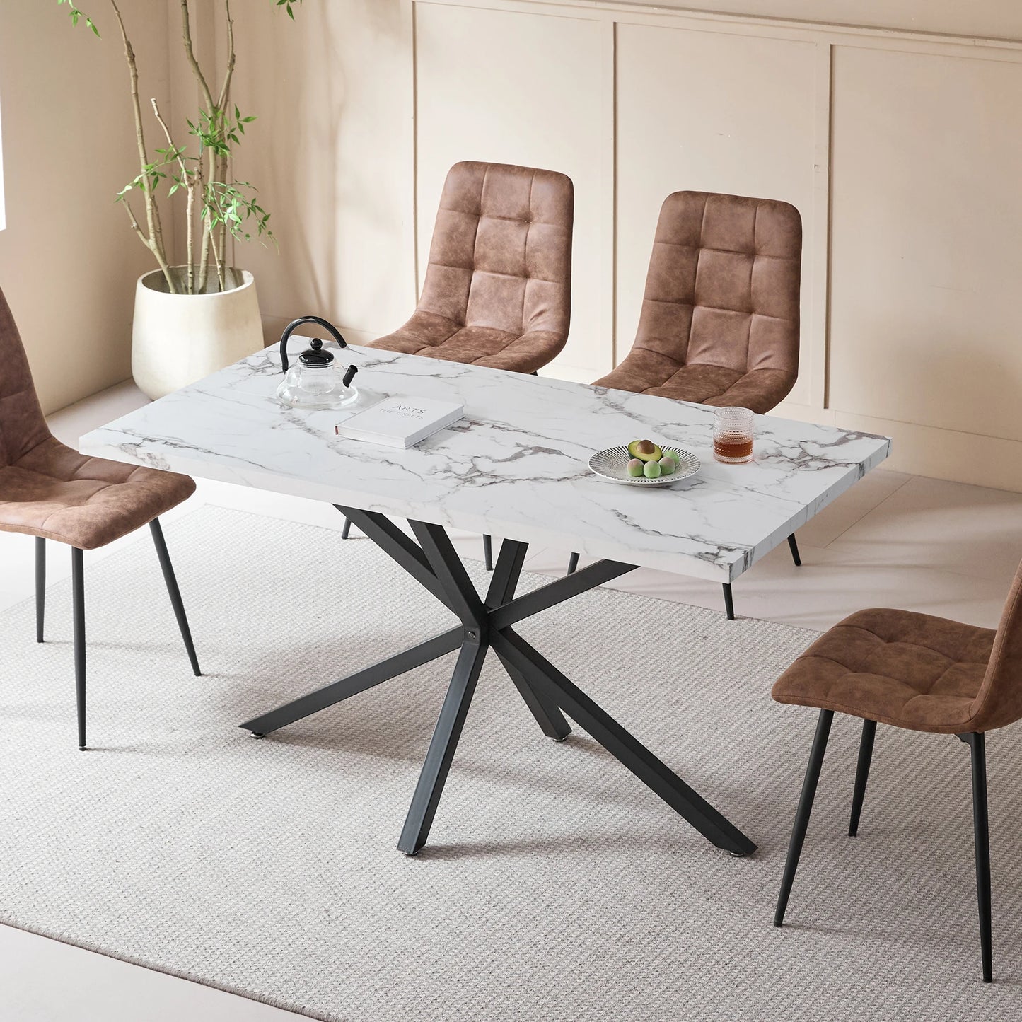 Table de salle à manger Madeleine — métal, design contemporain, rectangulaire