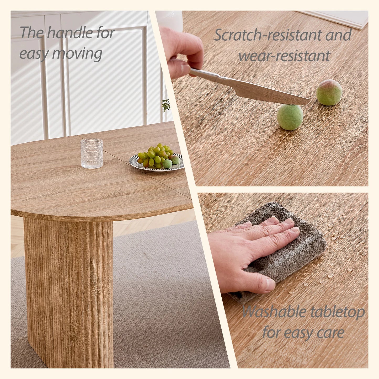 Table de salle à manger Prudence — bois, design contemporain
