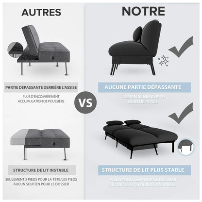 Canapé-lit convertible Léonie — 2 en 1, grand couchage, tissu microfibre