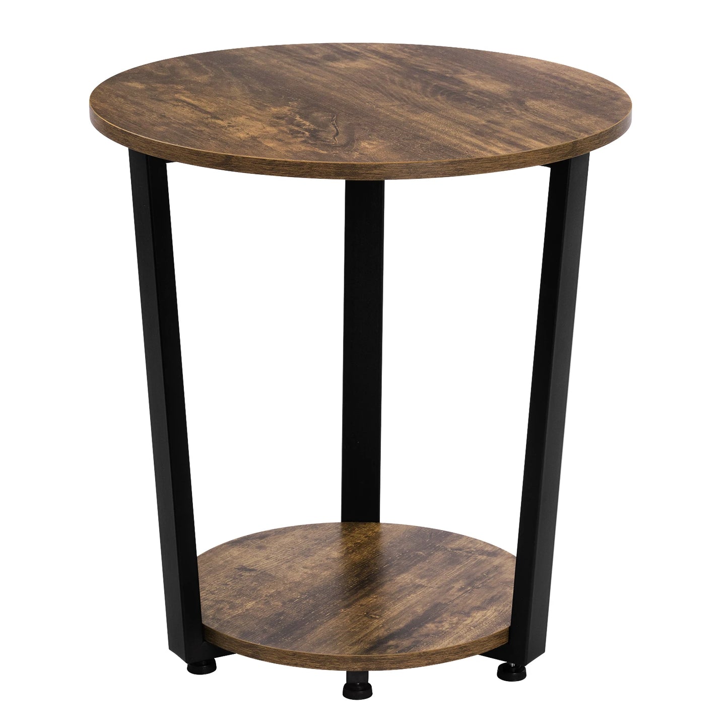 WOLTU Round Coffee Table Modern Small Sofa  Couch Table with 2 Shelves Tea Desk Bedside Table for Living Room Bedroom Home