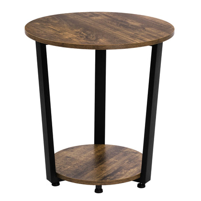 WOLTU Round Coffee Table Modern Small Sofa  Couch Table with 2 Shelves Tea Desk Bedside Table for Living Room Bedroom Home