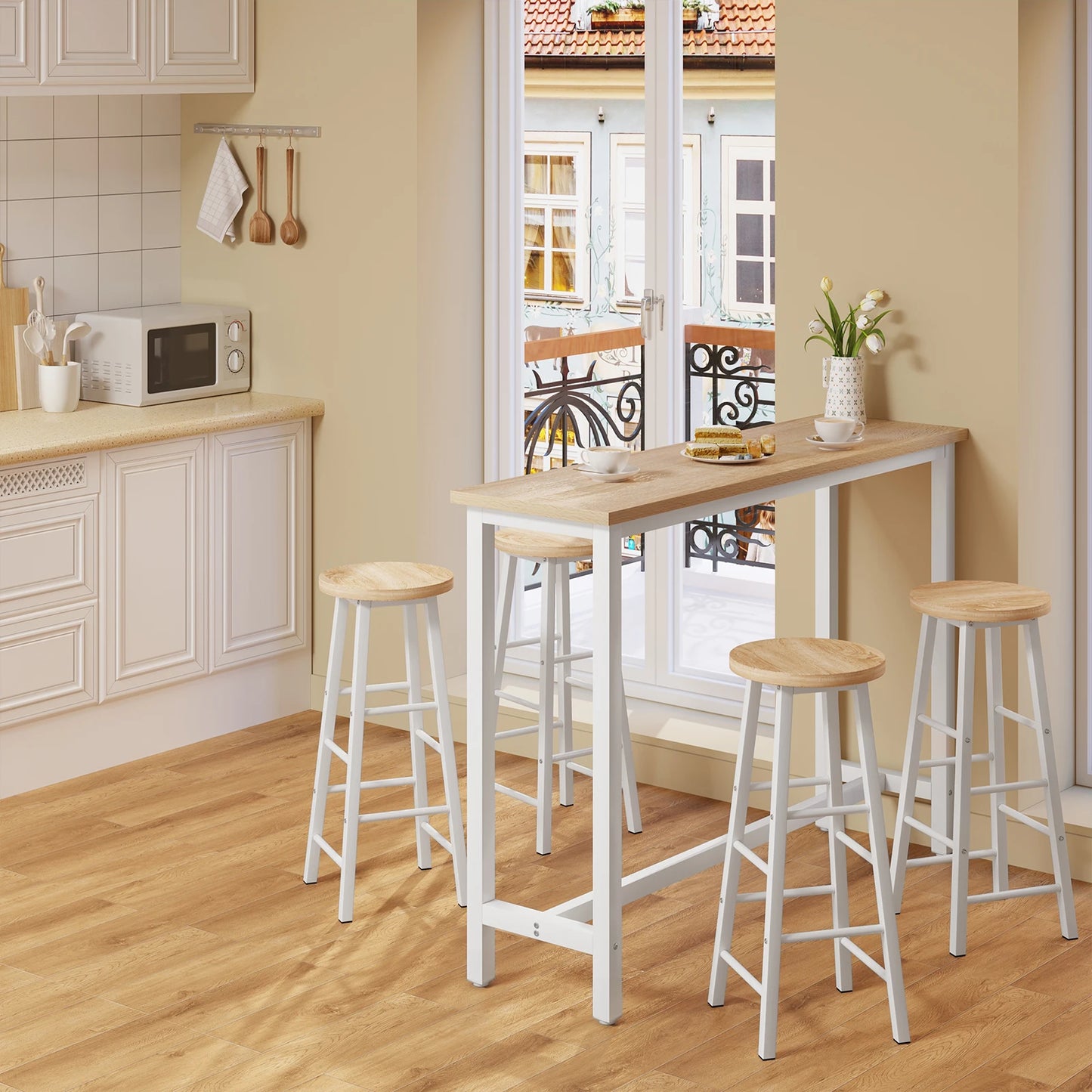 WOLTU Bar Kitchen Table Breakfast Dining Coffee Tea Table with Footrest Entrance Table Side Table Sideboards for Living Room