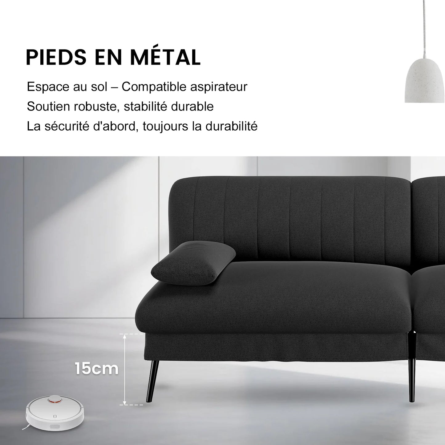 Canapé-lit convertible Léonie — 2 en 1, grand couchage, tissu microfibre