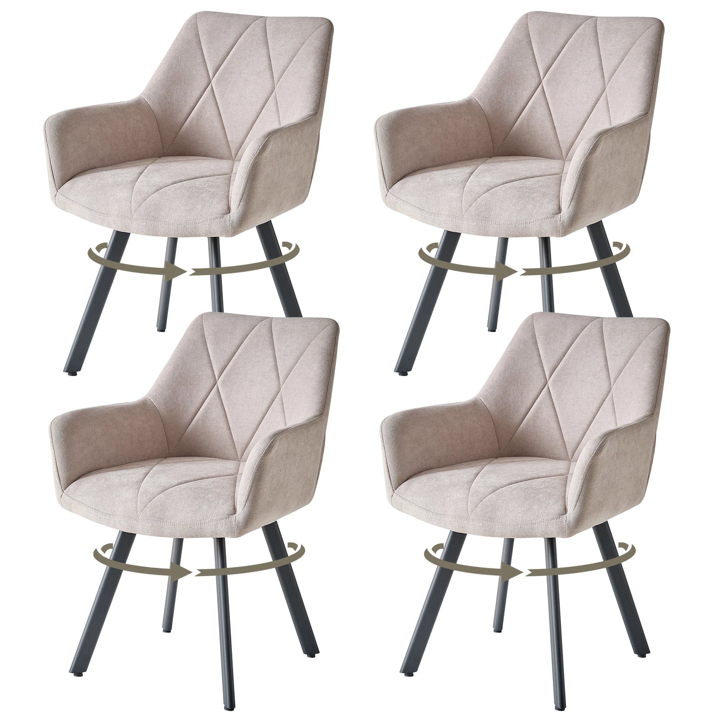 Chaise Romain — métal, design contemporain, assise pivotante, avec accoudoirs