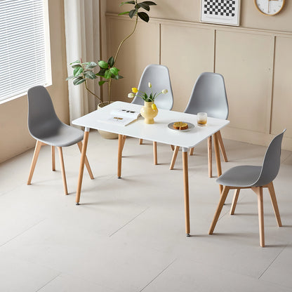Chaise Dominique — finition blanche, bois, style nordique, rectangulaire