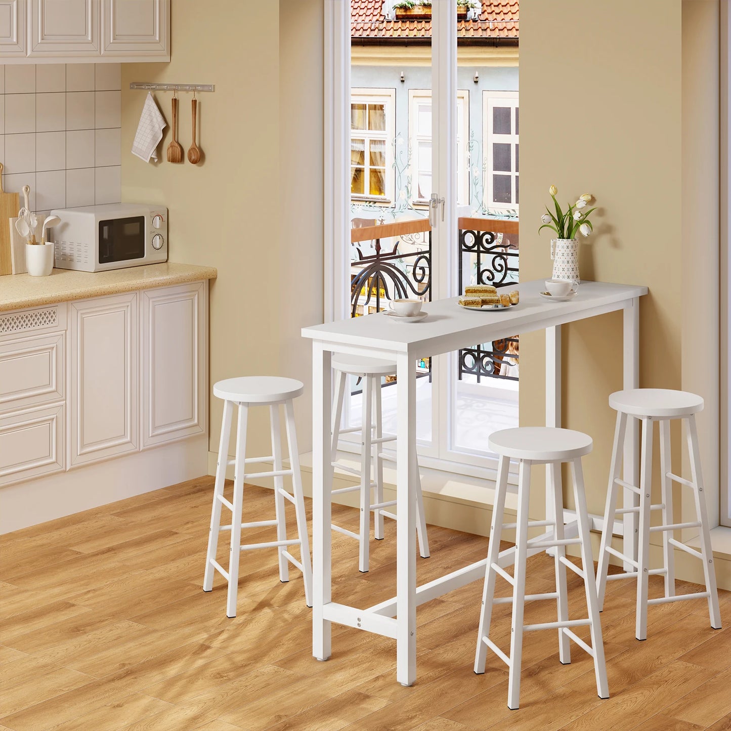 WOLTU Bar Kitchen Table Breakfast Dining Coffee Tea Table with Footrest Entrance Table Side Table Sideboards for Living Room