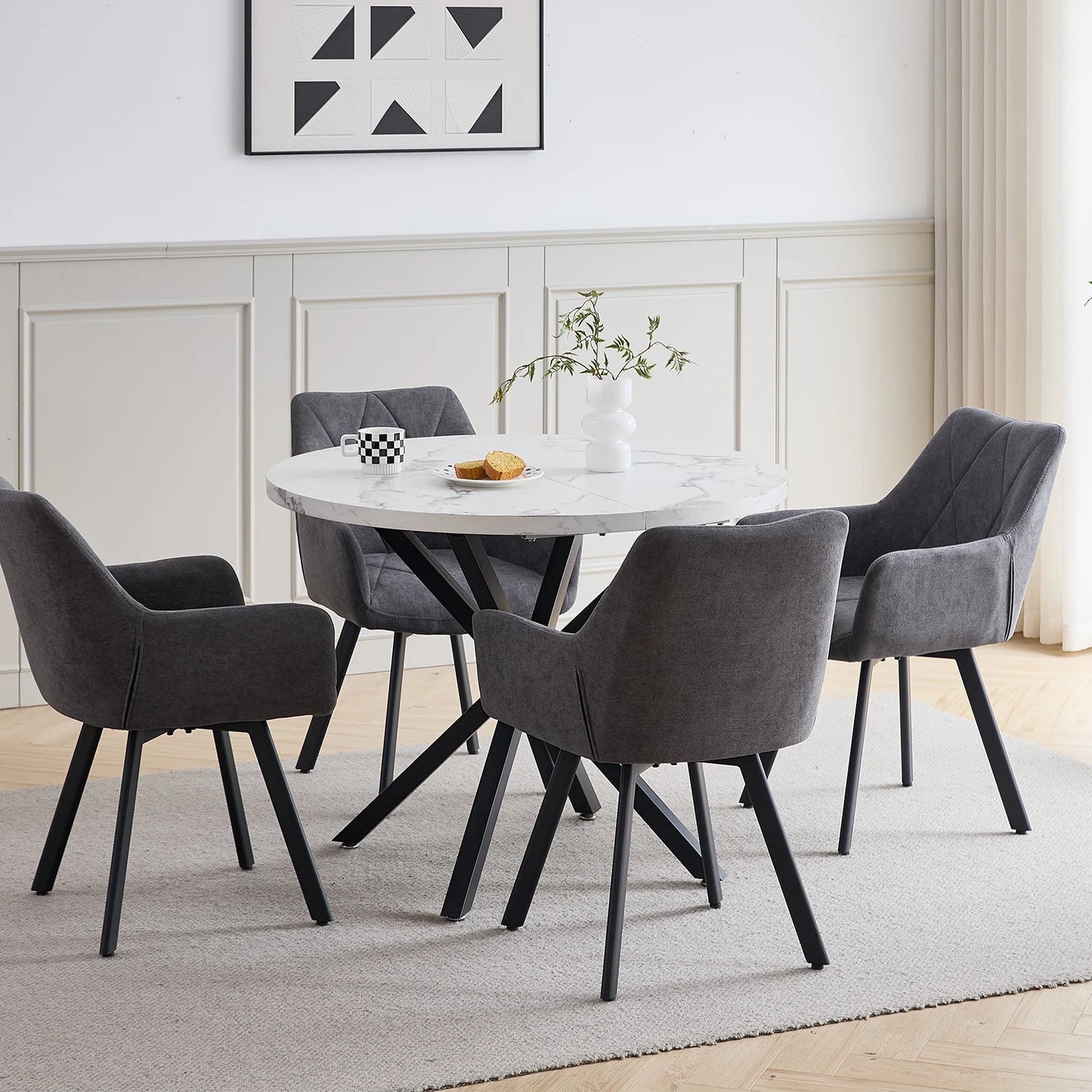 Chaise Romain — métal, design contemporain, assise pivotante, avec accoudoirs