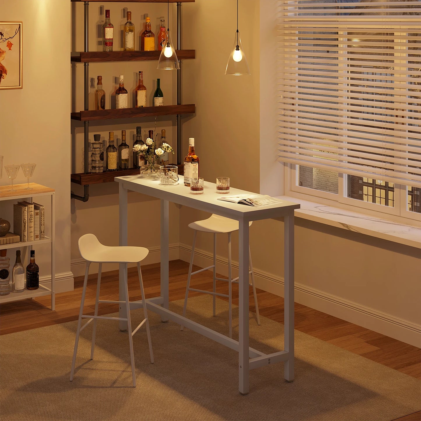 WOLTU Bar Kitchen Table Breakfast Dining Coffee Tea Table with Footrest Entrance Table Side Table Sideboards for Living Room