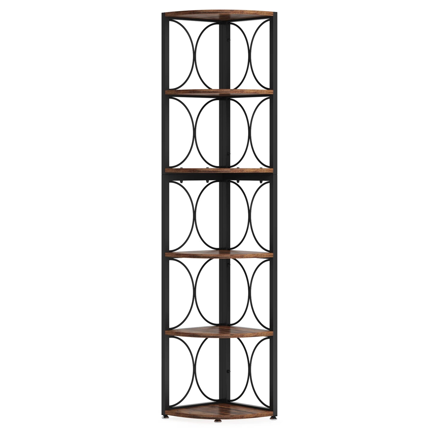Bibliothèque Pascal — style rustique, rangement intégré, 6 niveaux, meuble d'angle