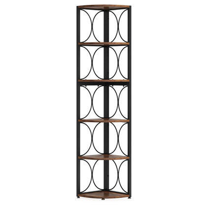 Bibliothèque Pascal — style rustique, rangement intégré, 6 niveaux, meuble d'angle