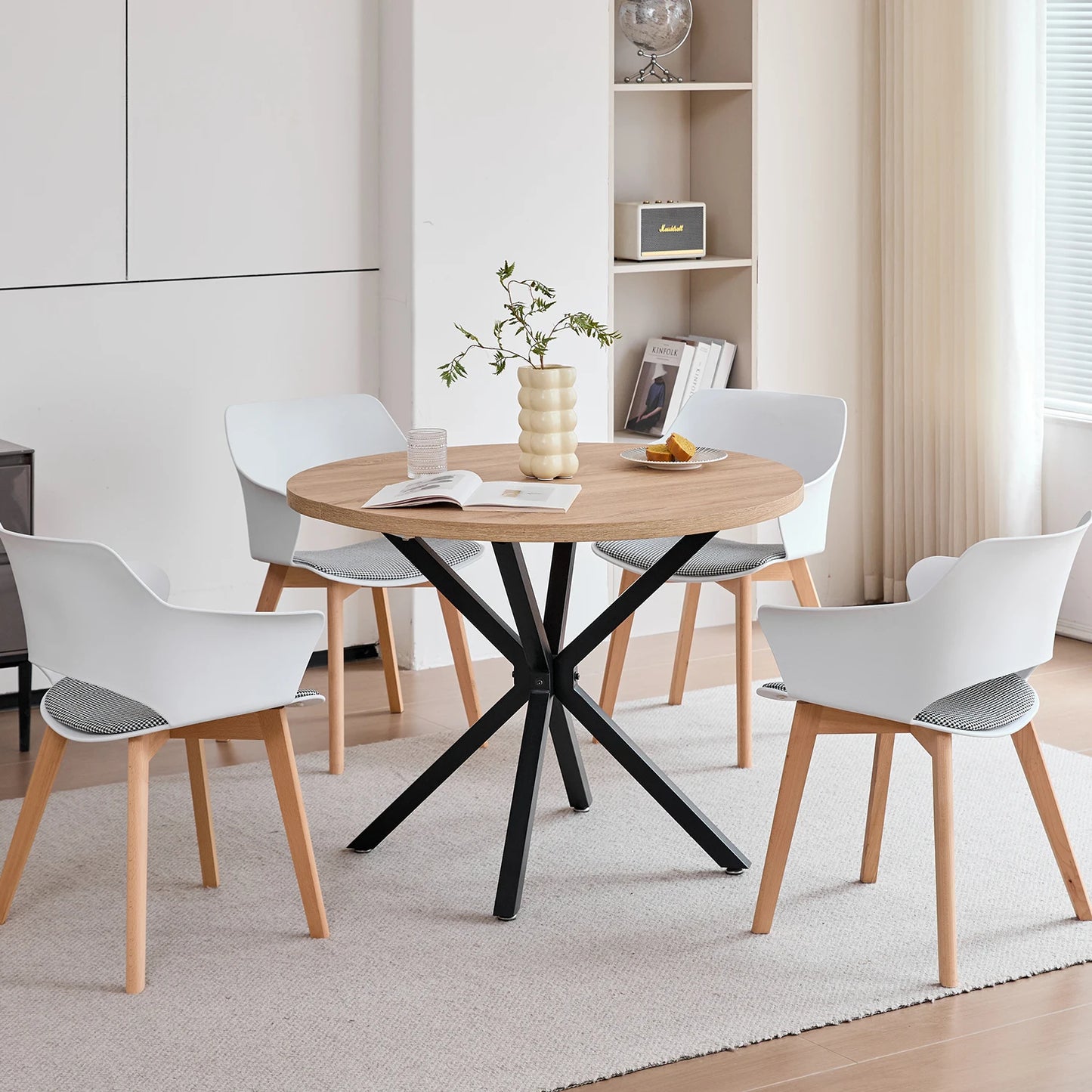 Chaise Lorraine — bois, design contemporain, avec accoudoirs