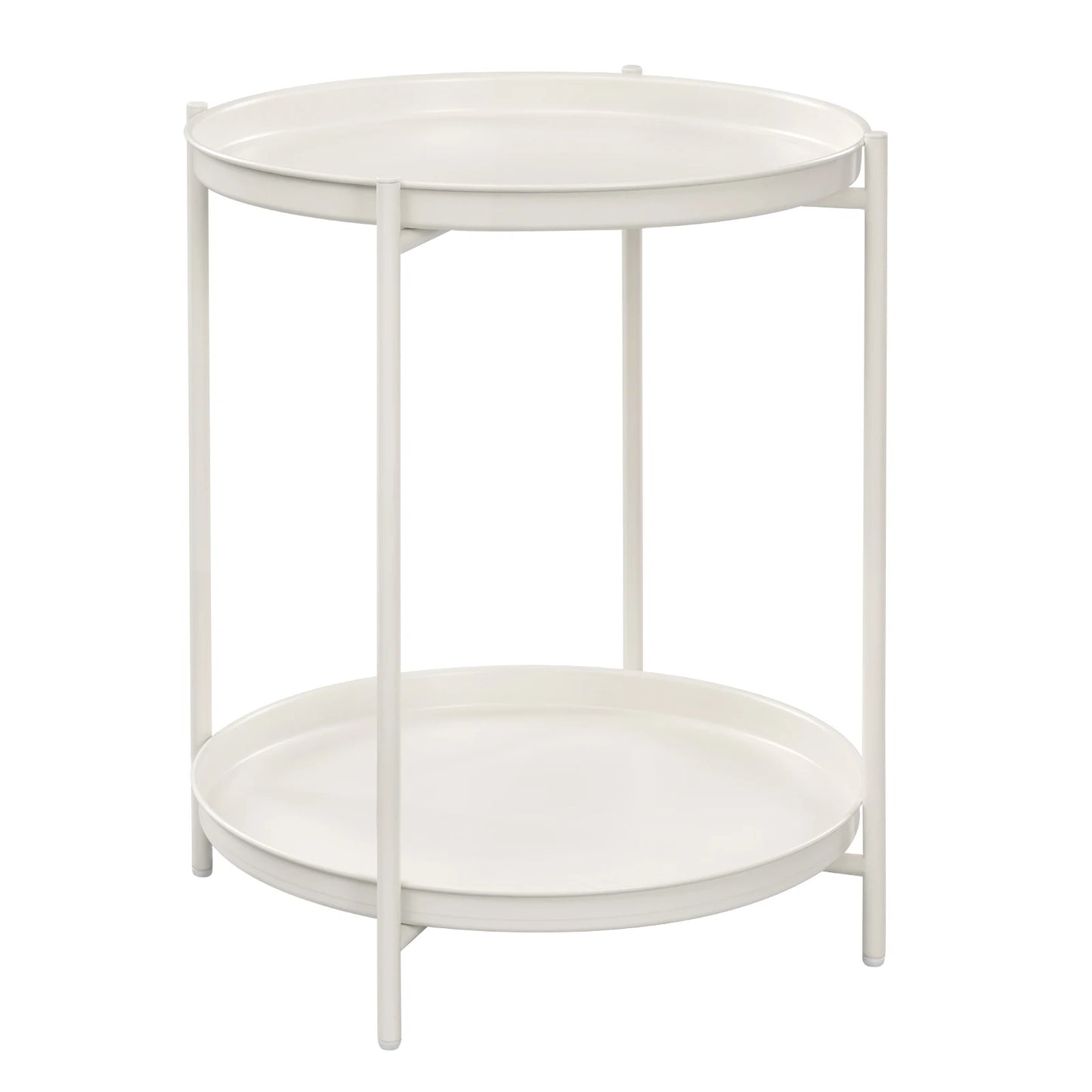 Round Coffee Table Sofa Small Side Table with 2 Removable Trays Bedside Table for Living Room Kitchen Bedroom  Home