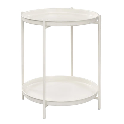 Round Coffee Table Sofa Small Side Table with 2 Removable Trays Bedside Table for Living Room Kitchen Bedroom  Home