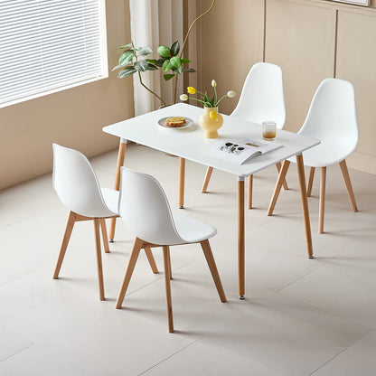 Chaise Dominique — finition blanche, bois, style nordique, rectangulaire