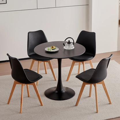 Table de salle à manger Odette — finition noir, design contemporain, ronde