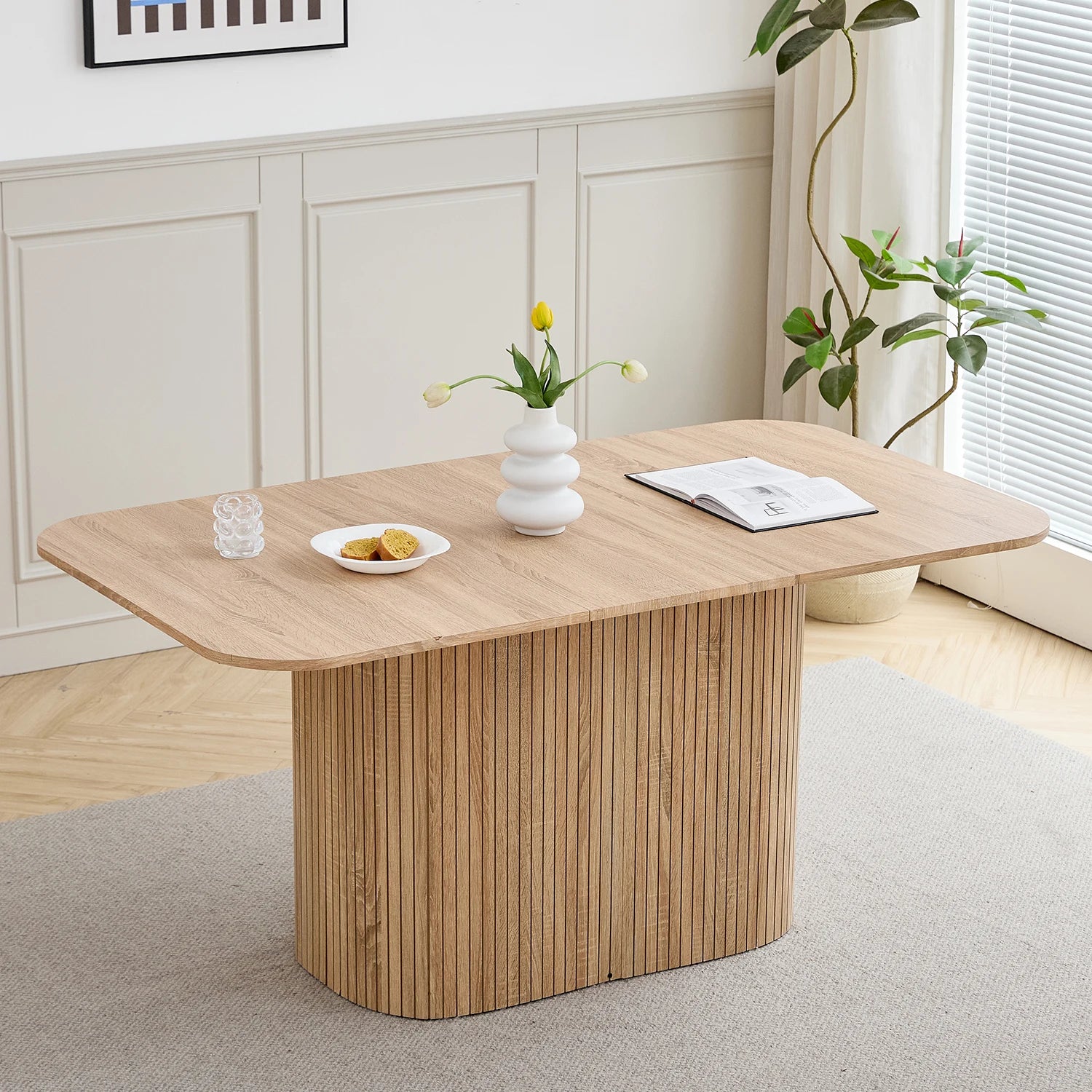 Table de salle à manger Fabien — bois massif, rectangulaire