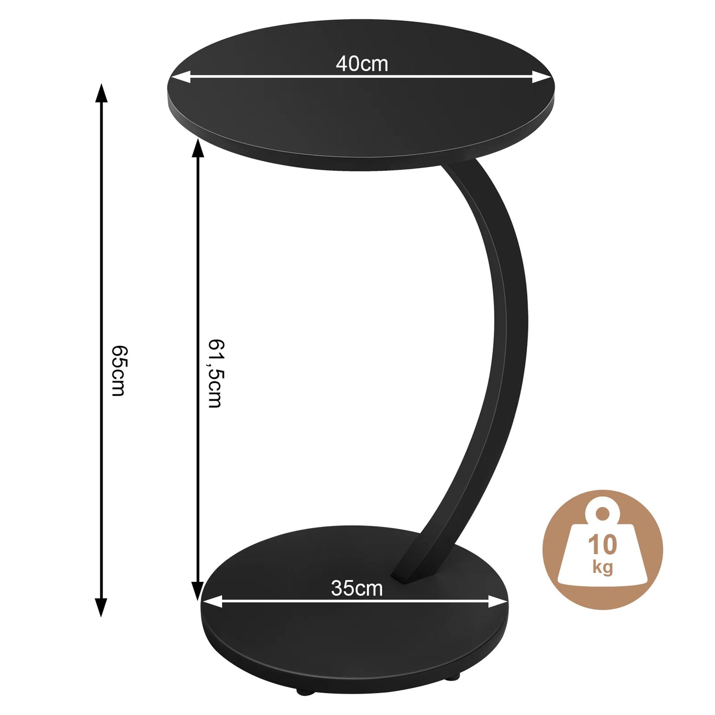 WOLTU C Shape Side Table Computer Tea Coffee Table Small Round Corner Sofa Table for Couch Bedroom Household