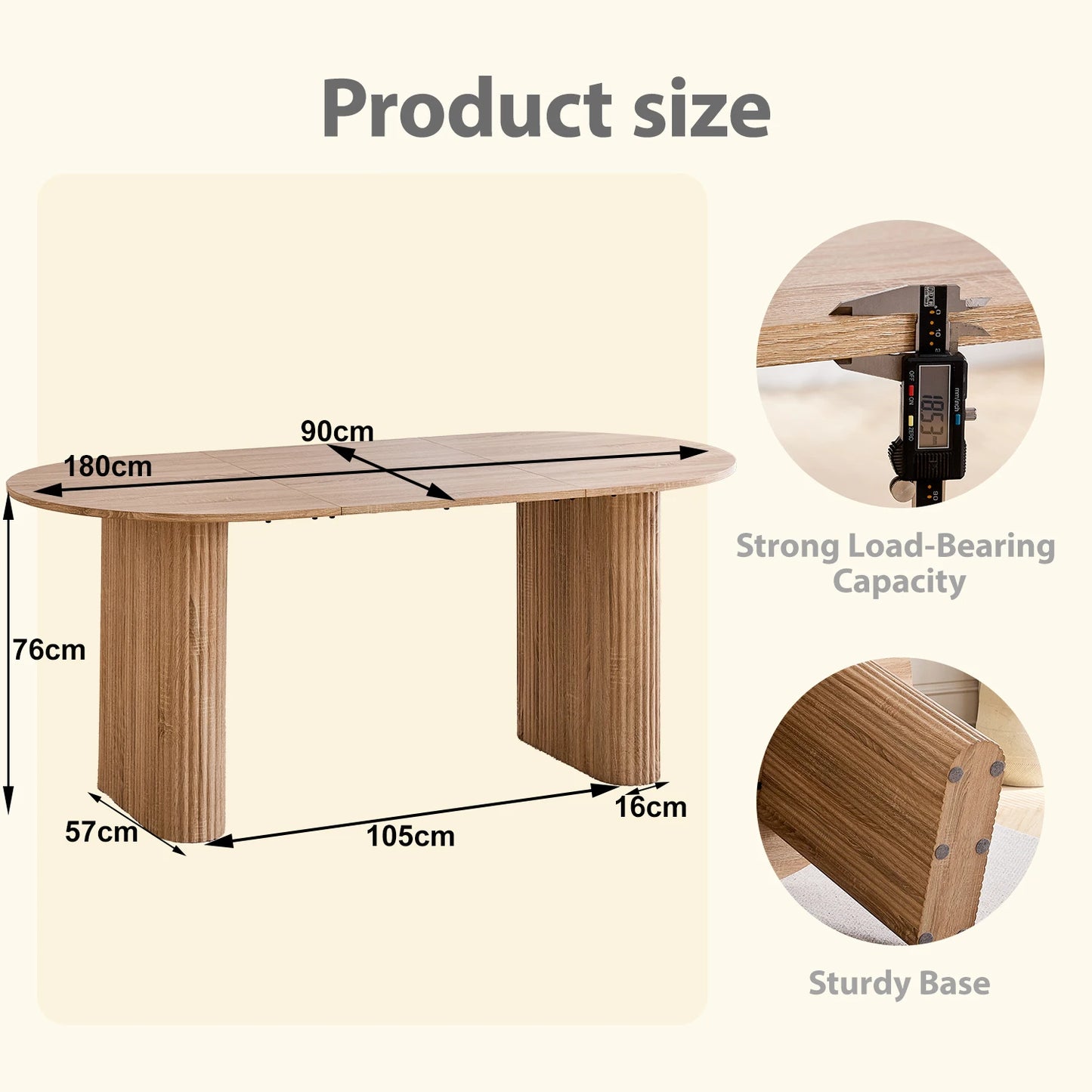 Table de salle à manger Prudence — bois, design contemporain