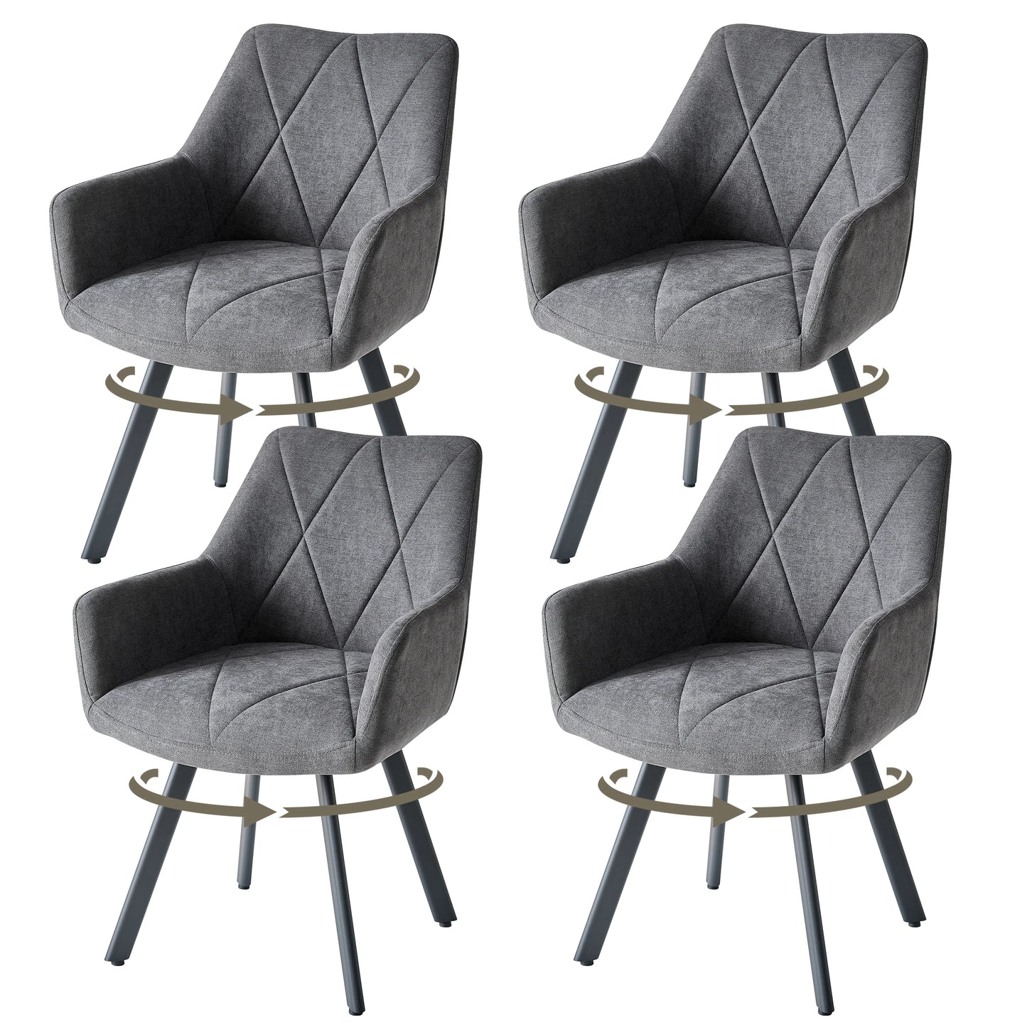 Chaise Romain — métal, design contemporain, assise pivotante, avec accoudoirs