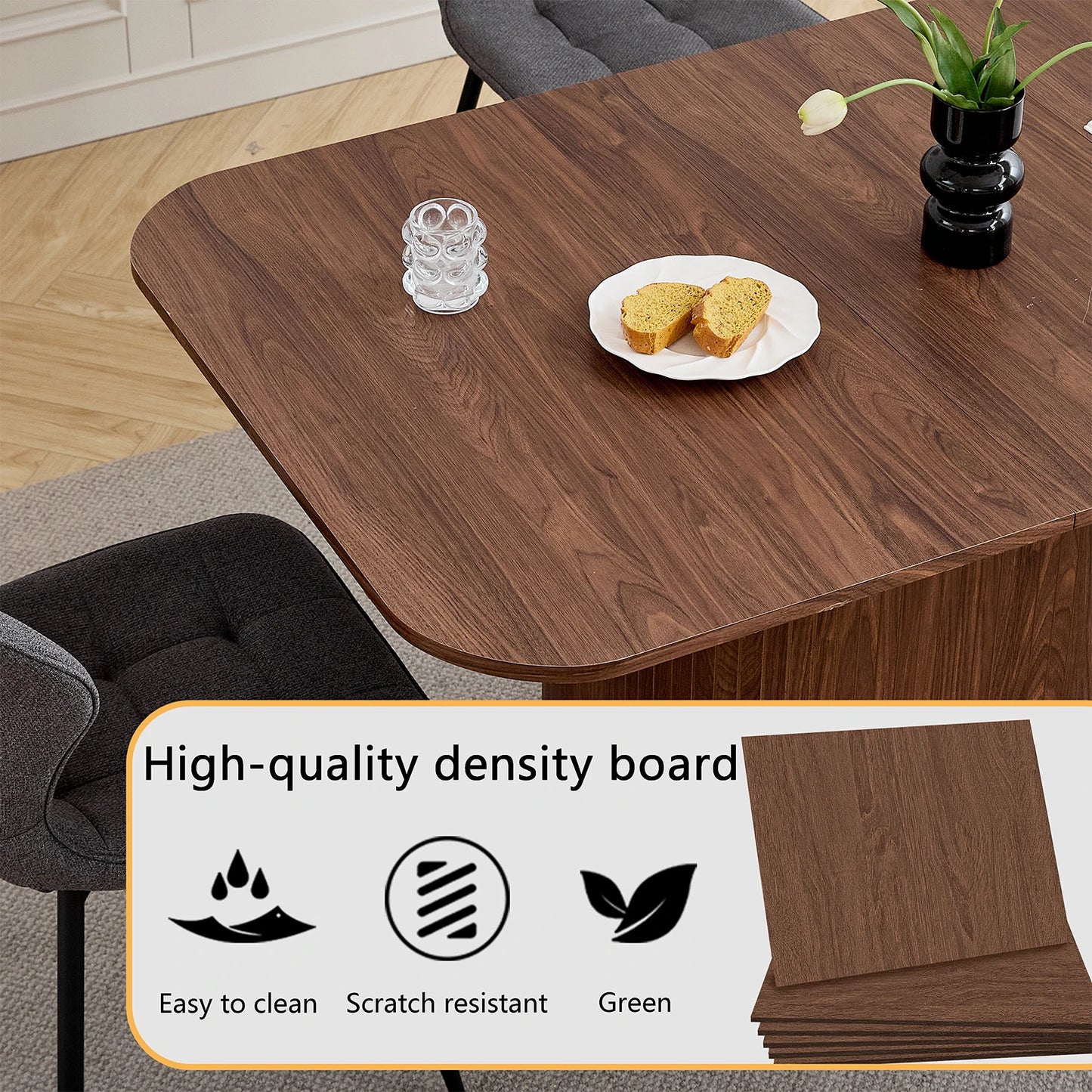 Table de salle à manger Fabien — bois massif, rectangulaire