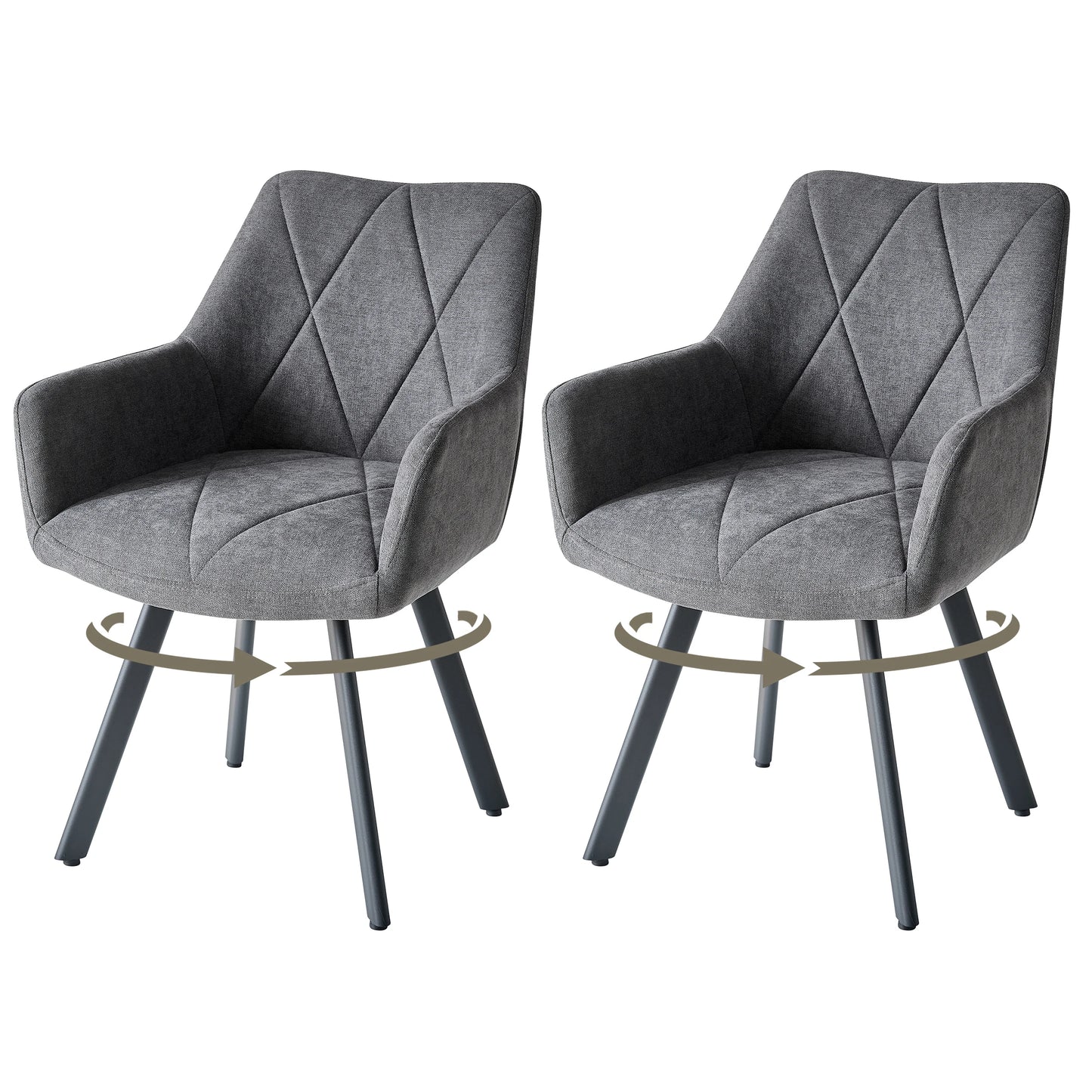Chaise Romain — métal, design contemporain, assise pivotante, avec accoudoirs