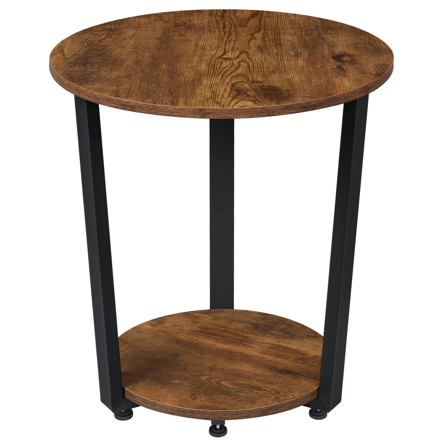 WOLTU Round Coffee Table Modern Small Sofa  Couch Table with 2 Shelves Tea Desk Bedside Table for Living Room Bedroom Home